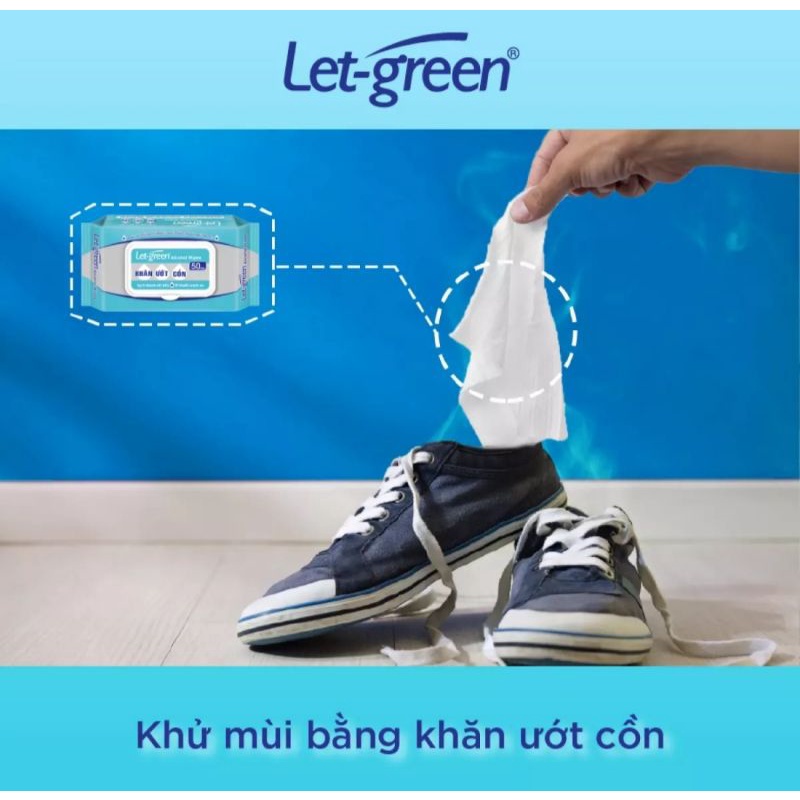 KHĂN GIẤY ƯỚT TẨM CỒN LET GREEN DÙNG SÁT KHUẨN TAY, CÁC VẬT DỤNG GIA ĐÌNH, CÔNG CỘNG (50 TỜ/GÓI)