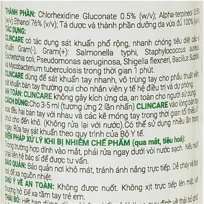 Dung dịch sát khuẩn Clincare SH 70ml