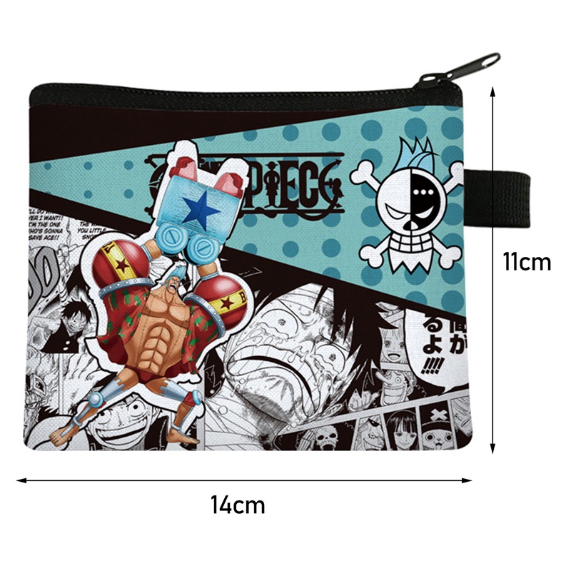 Ví Canvas Đựng Tiền Xu In Hoạt Hình One Piece Phối Khóa Kéo Tiện Lợi