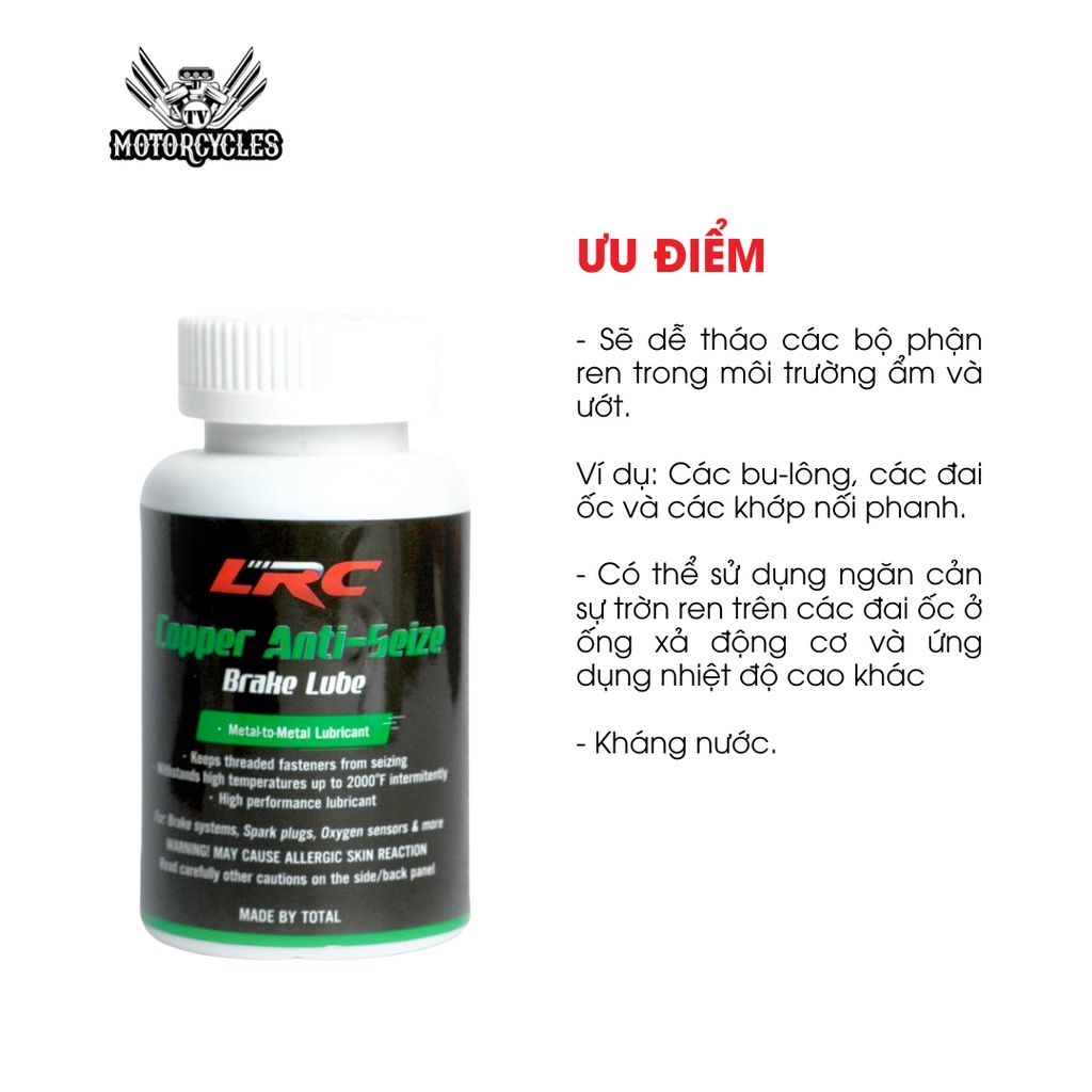 Mỡ Bò Đồng, Chịu Nhiệt LRC - COPPER ANTI-SEIZE  50g