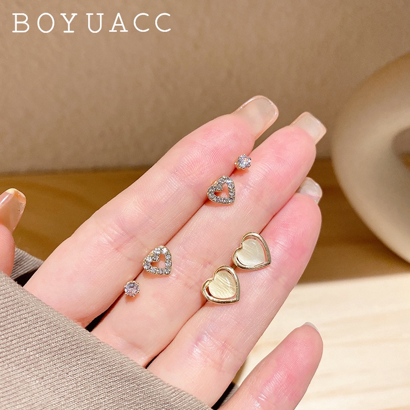 Bông Tai Hình Trái Tim Họa Tiết Kẻ Sọc Phong Cách Cổ Điển Thời Trang Cho Nữ