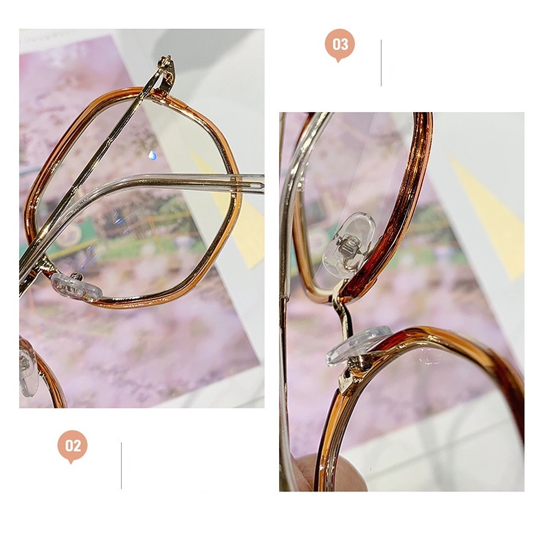 Thời trang nữ chống ánh sáng xanh kính cận thị kính đa giác kính kim loại cận thị độ 【0 ° to-600 °】