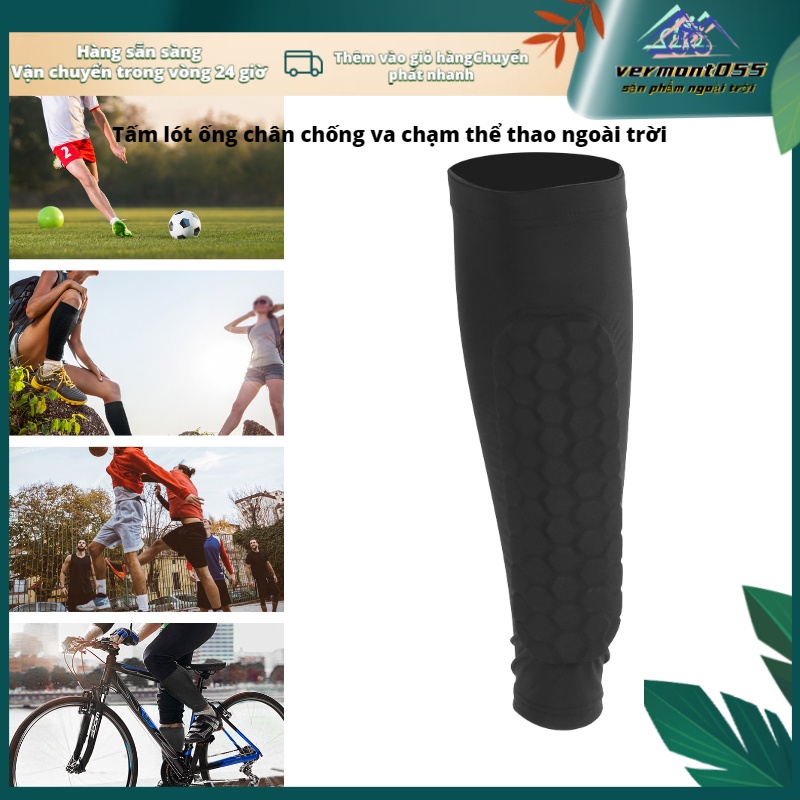 Hàng Hot Thể thao ngoài trời Bảo vệ chân chống va chạm Đồ bảo hộ tay áo bóng rổ Bắp chân Vermont055 Hàng giao ngay