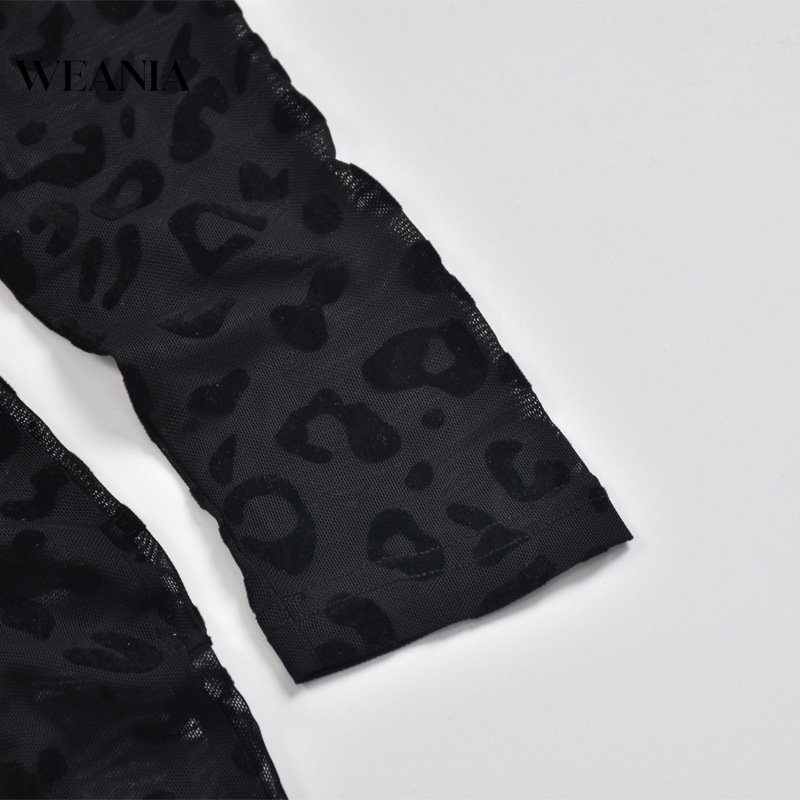 Áo liền quần Tay Dài Xuyên Thấu Hoạ Tiết Da Báo Quyến Rũ Cho Phái Nữ