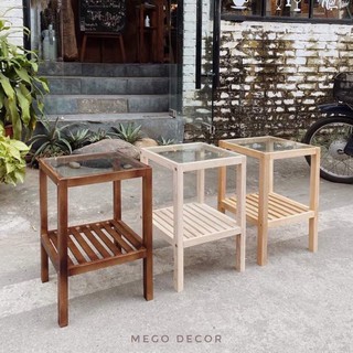 KỆ TAB ĐẦU GIƯỜNG MẶT KÍNH MÀU ÓC CHÓ