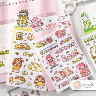 SET 6 tờ sticker Bud Bunny trang trí bullet journal DIY - Chị Gỗ