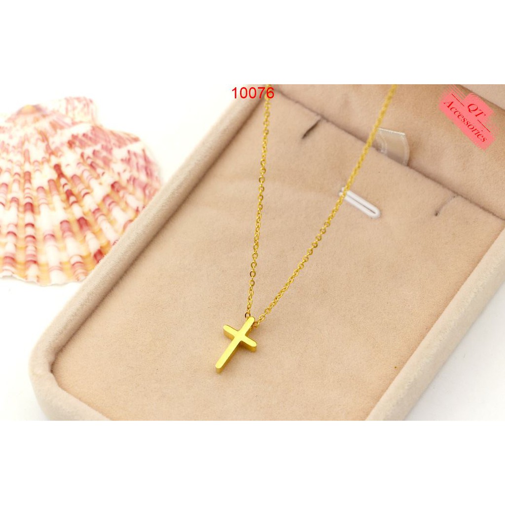 Dây chuyền titan mạ vàng 99k mặt chữ thập siêu bền màu