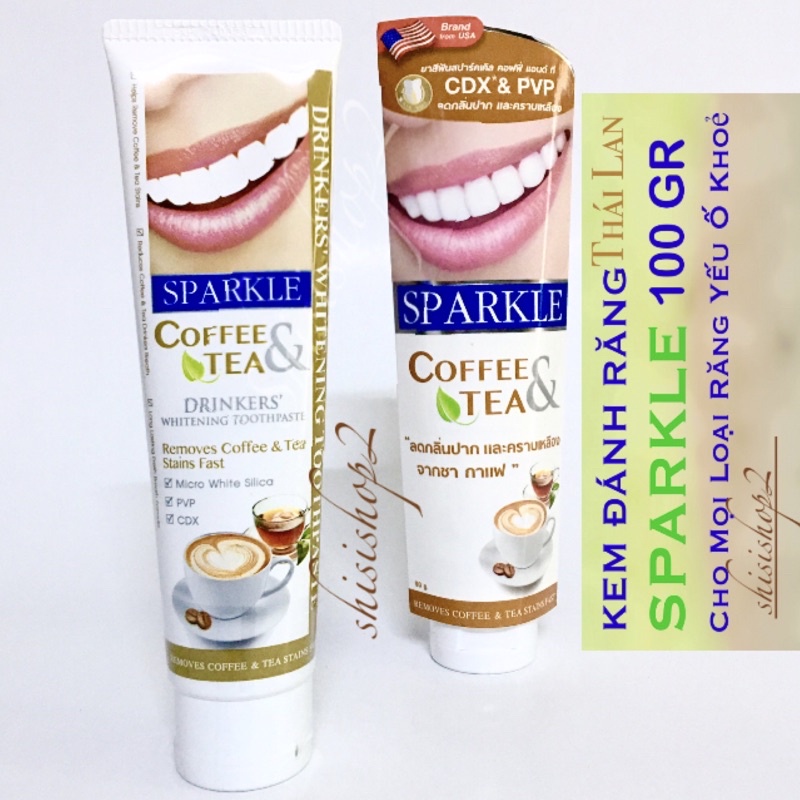Kem đánh trắng răng đặc biệt cho người uống Trà &amp; Cafe SPARKLE COFEE &amp;TEA Thái lan 90g