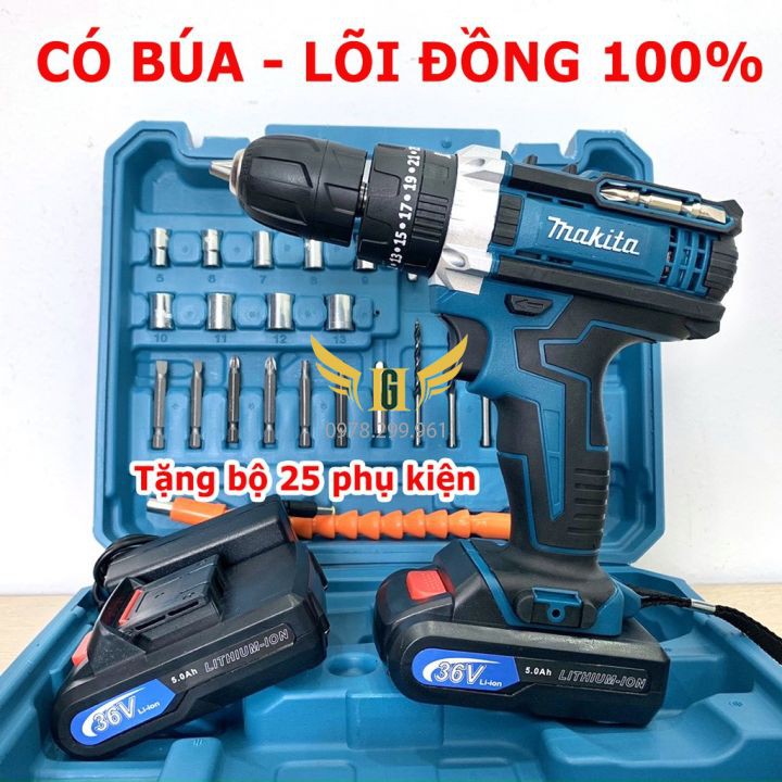 [ GIÁ HỦY DIỆT] MÁY KHOAN PIN MAKITA 36V 3 CHỨC NĂNG KHOAN, TẶNG BỘ ĐỒ PHỤ KIỆN ( LOẠI KẸP VÍT)