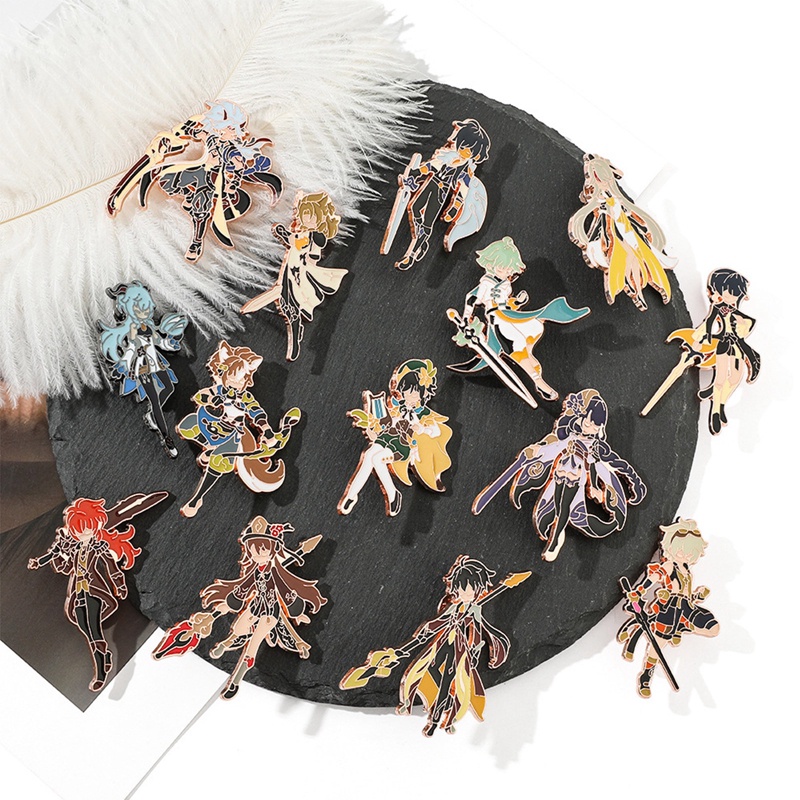 Huy Hiệu Cài Áo Kim Loại Hình Anime Genshin impact tmdbyx