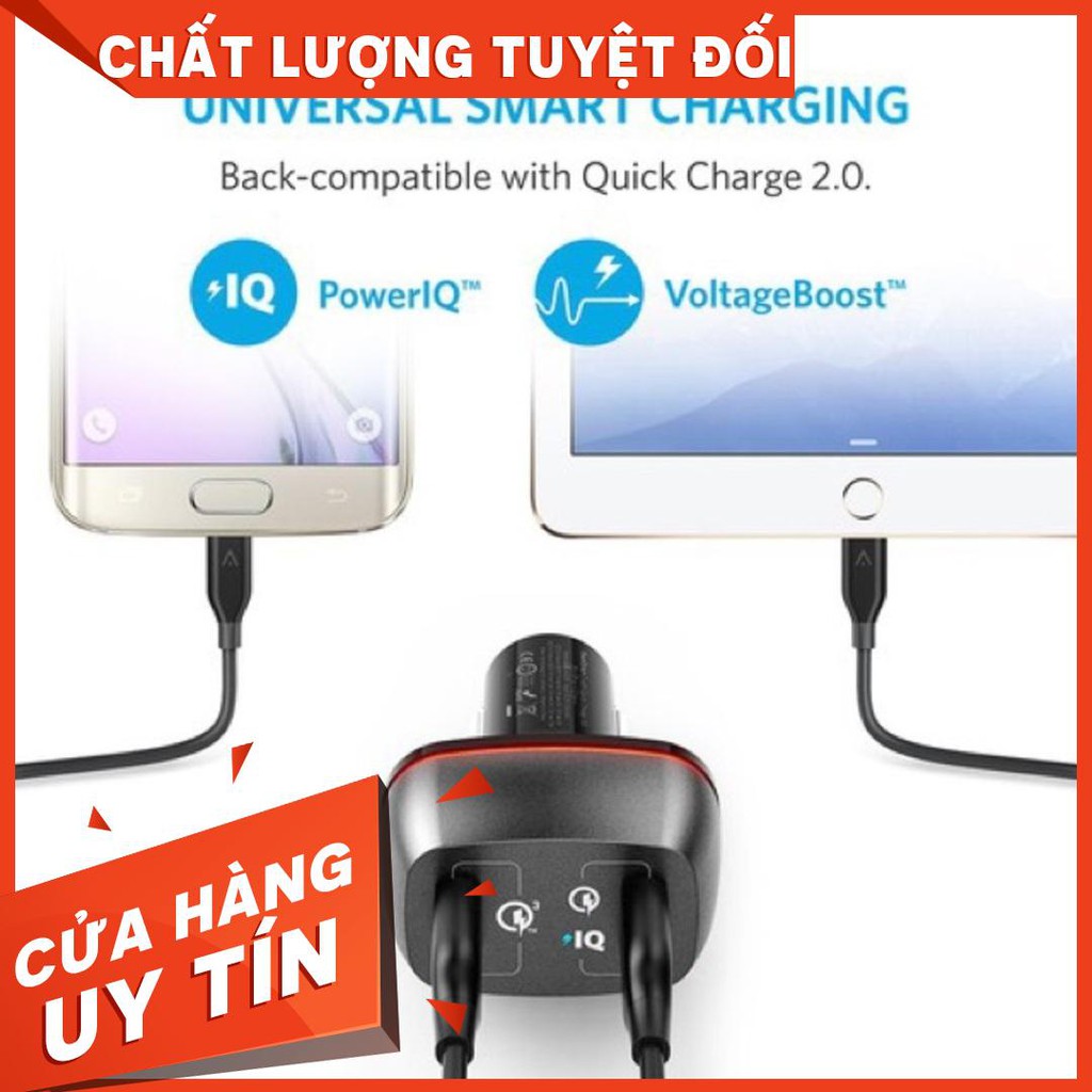 Sạc ô tô ANKER 2 cổng, 42w, Quick Charge 3.0 - A2224 Sạc ô tô ANKER 2 cổng, 42w, Quick Charge 3.0 - A2224