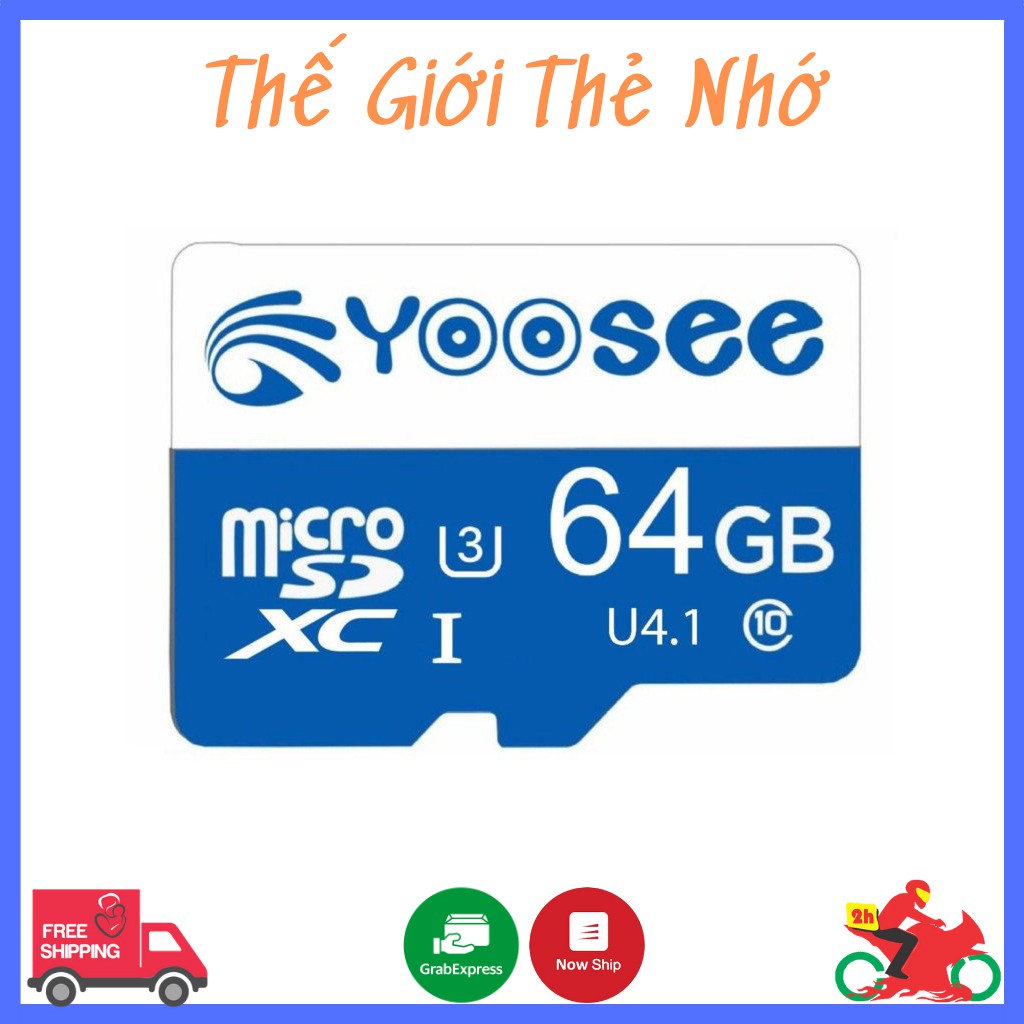 Thẻ nhớ Yoosee 64GB tốc độ cao up to 100MB/s hỗ trợ quay video full HD, video 2K, video 4K | BH 12 Tháng