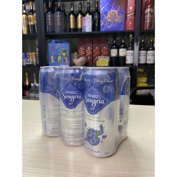 Nước Trái cây lên men Tự nhiên Vivazz sangria light có cồn 4,5% lon 330ml-Date 30.07.2023