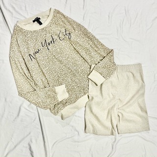 Đồ Bộ set da beo in New York, quần biker cám gạo, forever21 vnxk