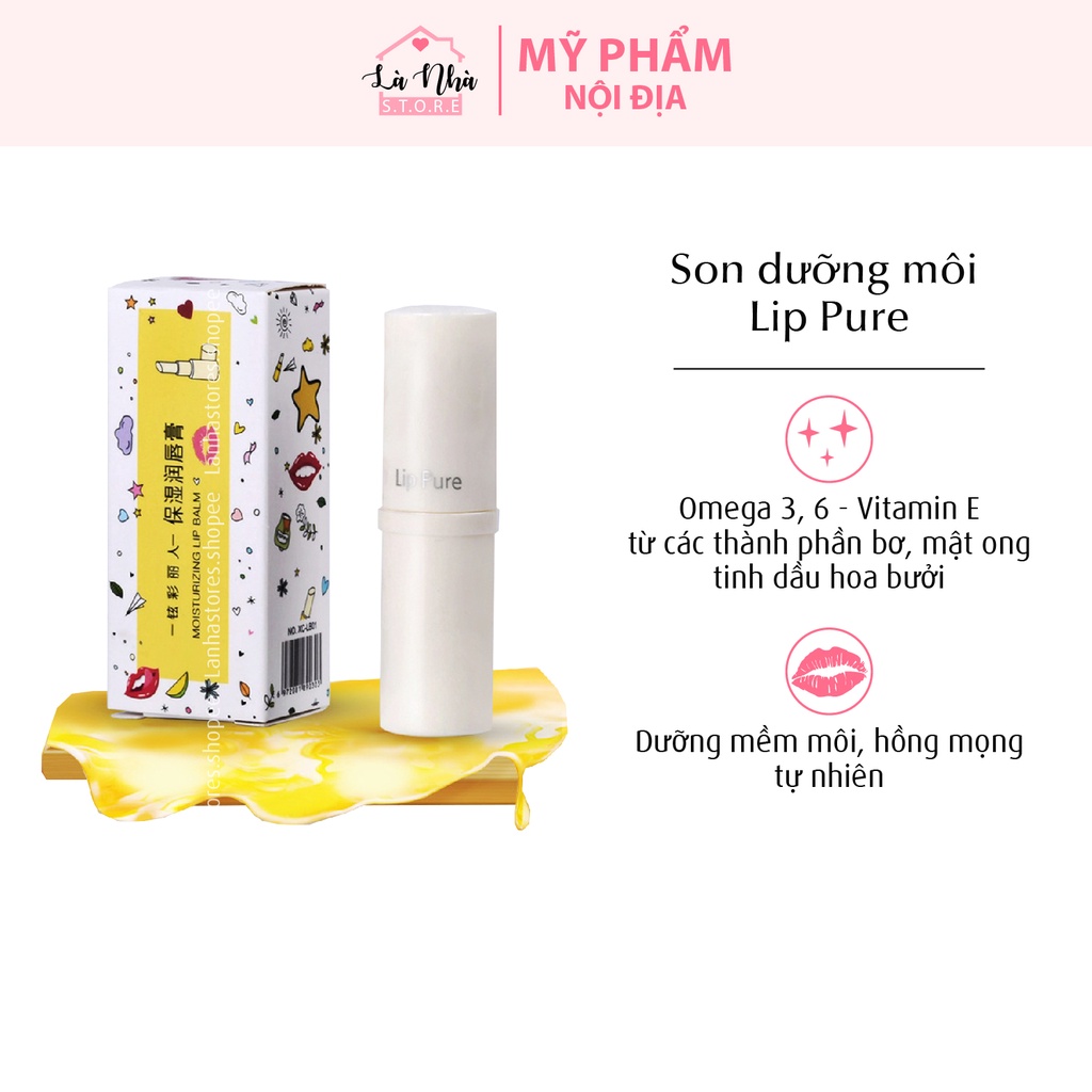 SON DƯỠNG MÔI CHIẾT XUẤT TỪ MẬT ONG VÀ BƠ TƯƠI HƯƠNG HOA CÚC VÀ BƯỞI LIP PURE