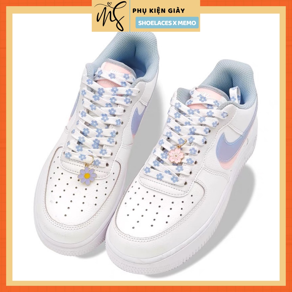 Combo Dây Giày Custom Nike AF1 AJ1Sakura Xanh Pastel-Hoa Anh Đào Mùa Xuân 2022