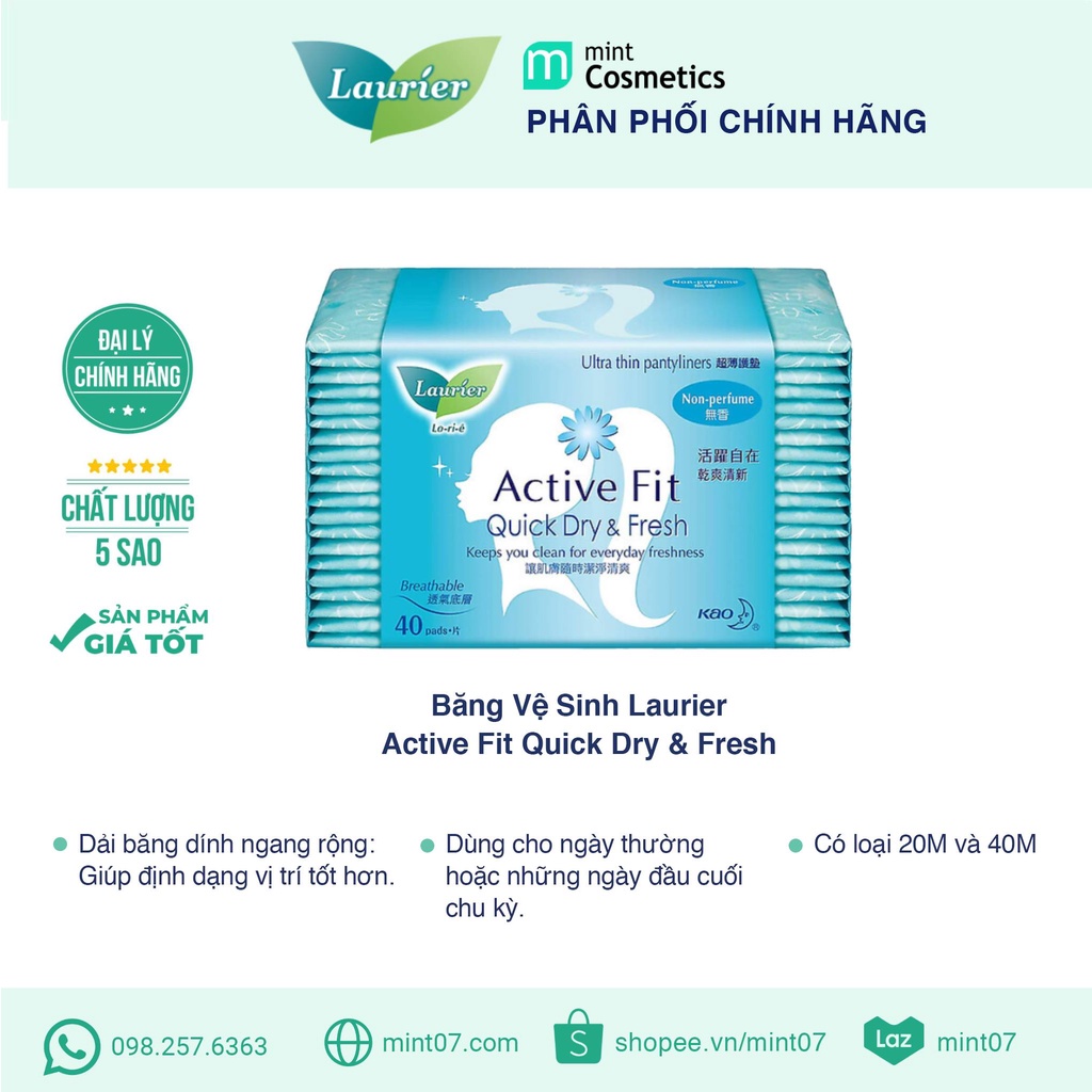 Băng Vệ Sinh Laurier Active Fit Quick Dry &amp; Fresh