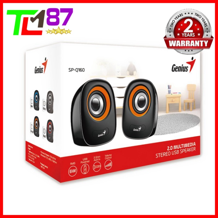 Loa Máy Vi Tính PC Laptop Để Bàn Cao Cấp 2.0 GENIUS SP-Q160 - Loa Nghe Nhạc Mini Có Dây