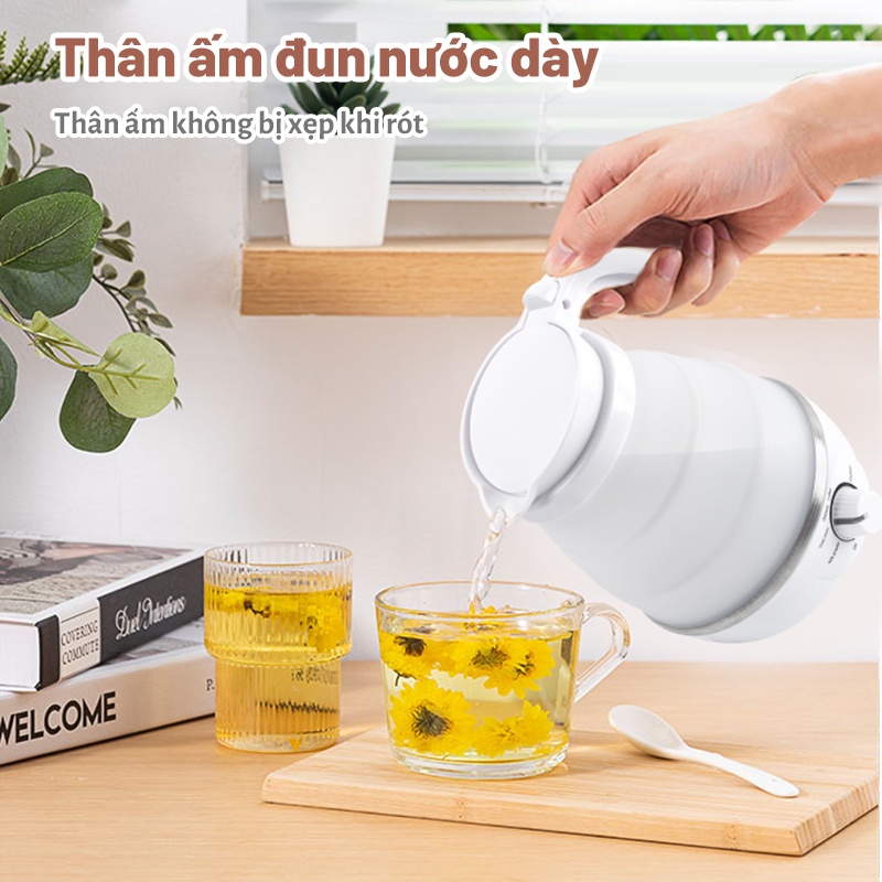 Cách nhiệt thông minh Ấm đun nước gấp di động du lịch ấm đun nước điện Bình đun siêu tốc ấm siêu tốc