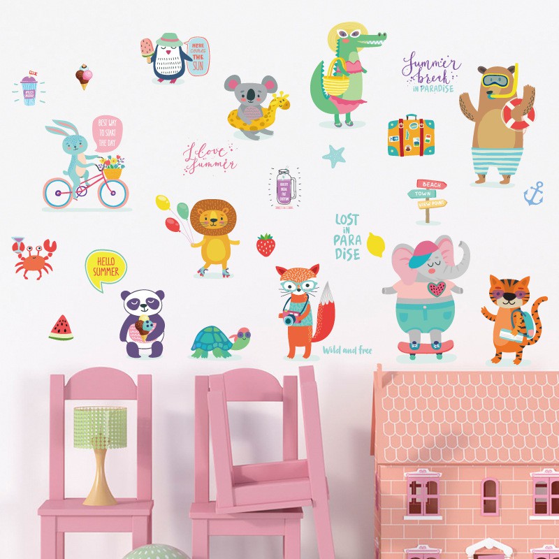 Decal dán tường - Giấy dán tường - Động vật hoạt hình cho bé - kiddecals - SK7151