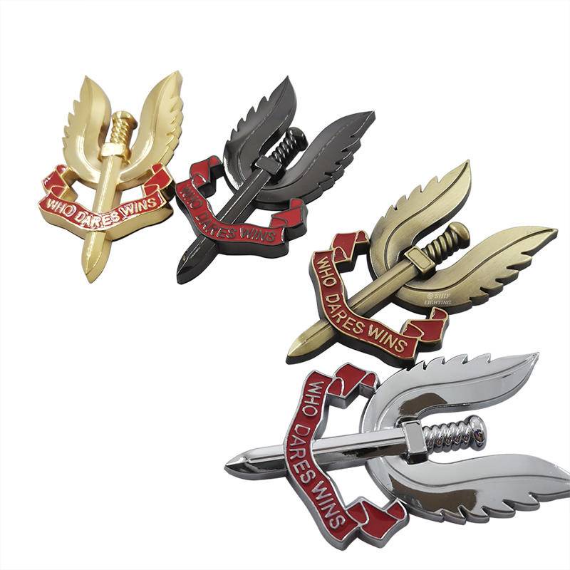 Miếng dán kim loại trang trí nắp sau xe hơi hình SAS Who Dares Wins độc đáo