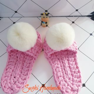 Set Nón + Giày móc len Handmade (size 3-6 tháng)