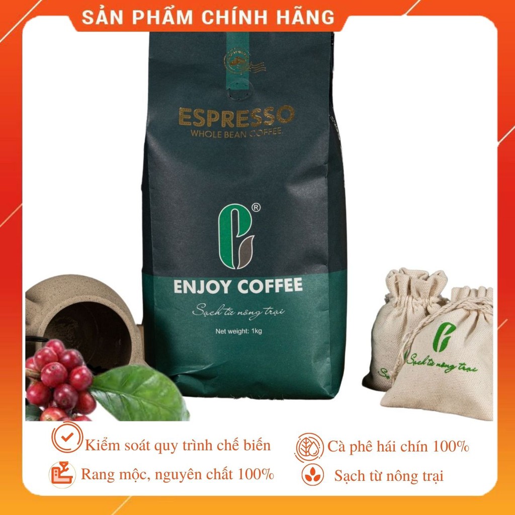 Cà phê nguyên chất rang mộc pha máy espresso ENJOY COFFEE (1kg)