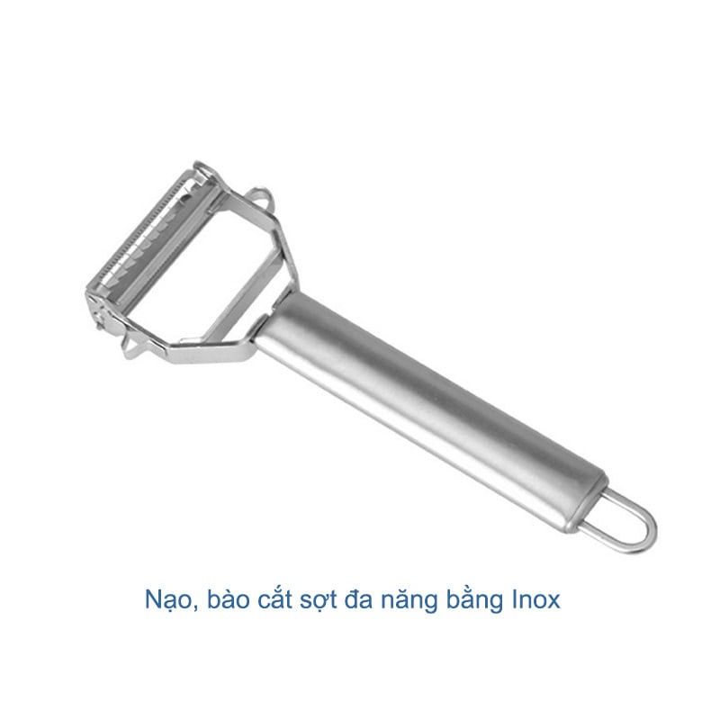 DỤNG CỤ NẠO GỌT CỦ QUẢ INOX TAY CẦM INOX 2 ĐẦU CẠO LƯỠI RĂNG CƯA