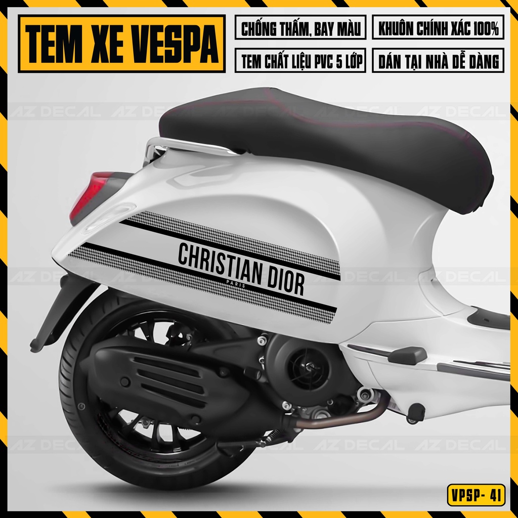 Tem Vespa Christian Dior Dán Xe Sprint / Primavera | VPSP41 | Decal Rời Cao Cấp Chống Nước, Dễ Dán