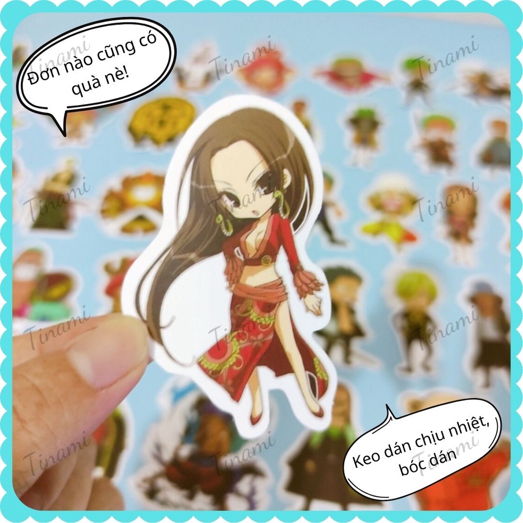 Bộ 50 Sticker One Piece hình dán chống nước bền màu dùng dán điện thoại laptop nón bảo hiểm xe máy balo