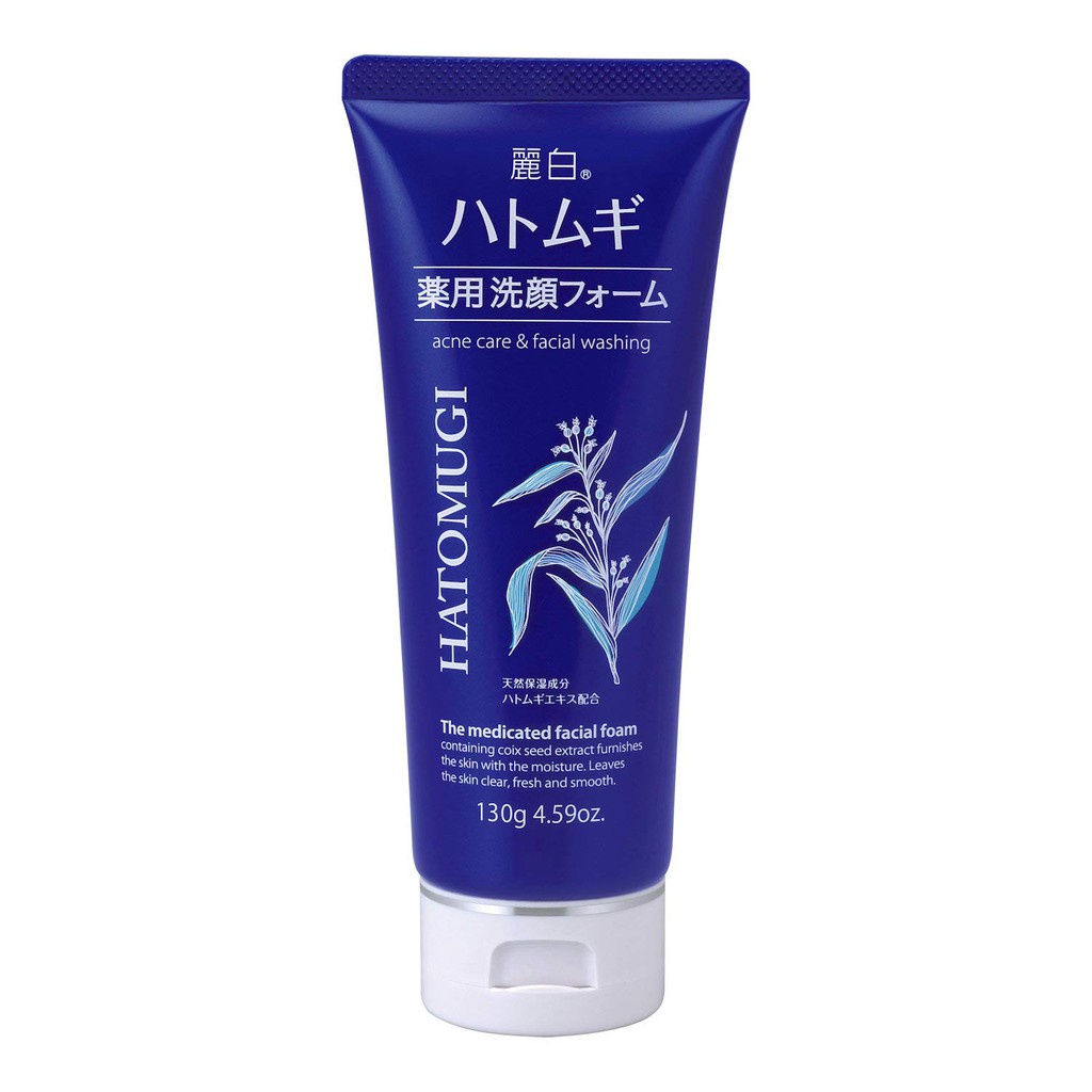 Sữa Rửa Mặt Ngừa Mụn, Sáng Da Reihaku Hatomugi Acne Care & Facial Washing Foam 130g - Chai Xanh