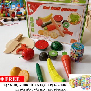 Bộ đồ chơi cắt hoa quả bằng gỗ an toàn cho bé
