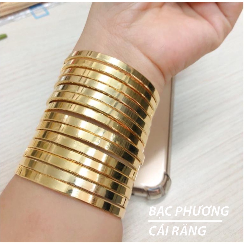 BỘ 7 CHIẾC VÒNG XIMEN TRƠN BẢN VUÔNG MẠ VÀNG 18K