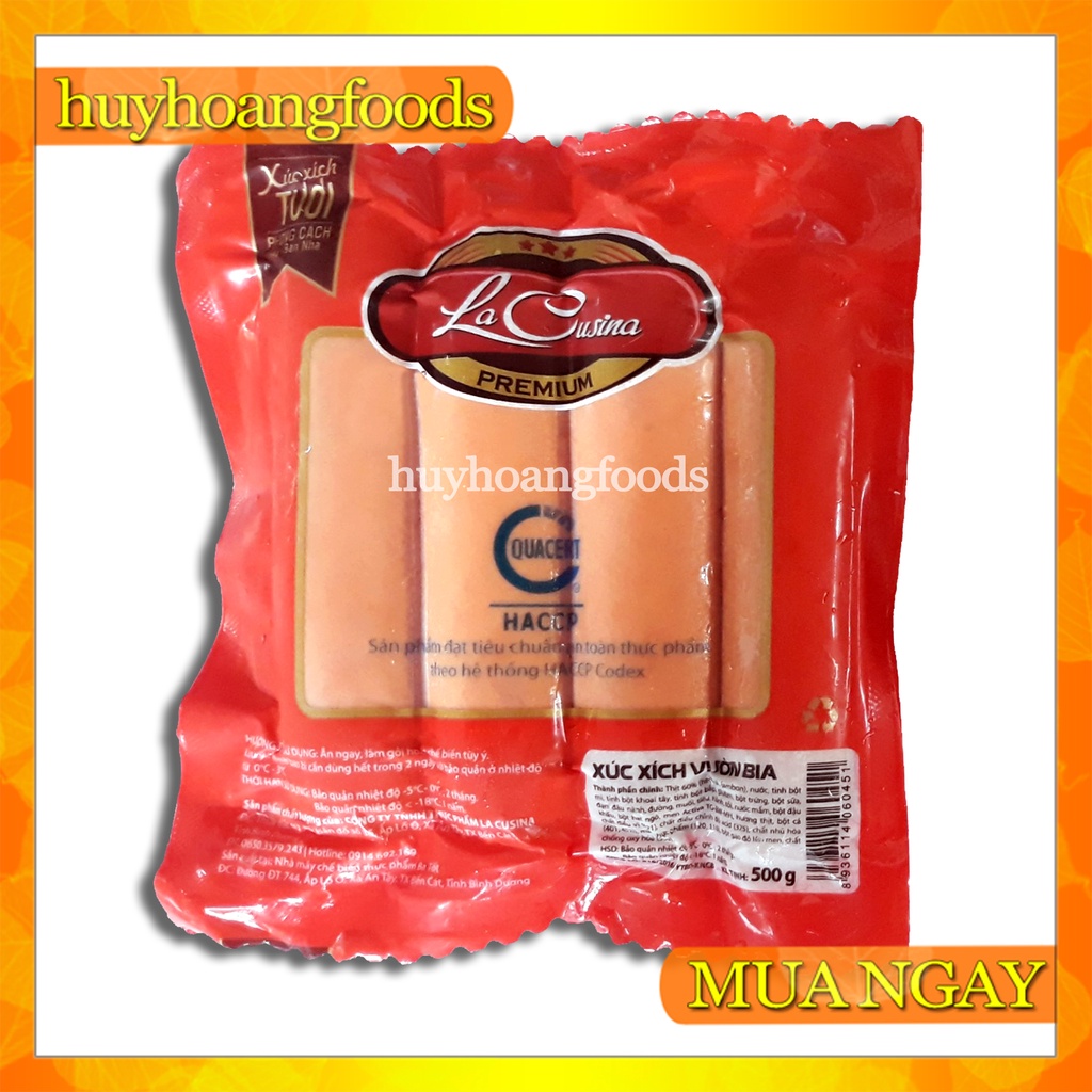 Xúc Xích Vườn Bia Bịch 8 Cây 500gr Lacusina [Giao Hỏa Tốc Biên Hòa]