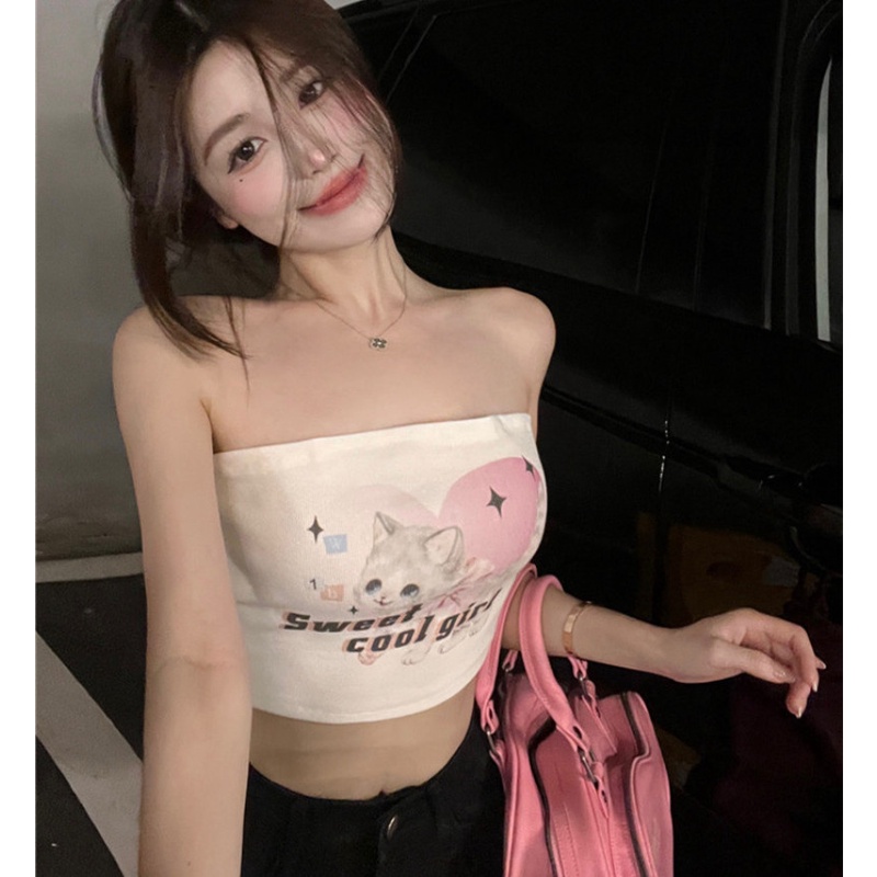 Áo Ống In Họa Tiết Hoạt Hình Xinh Xắn Theo Phong Cách Mùa Hè