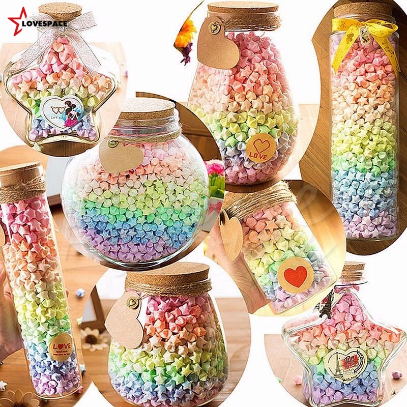 Túi giấy xếp hình ngôi sao may mắn origami in màu ngẫu nhiên