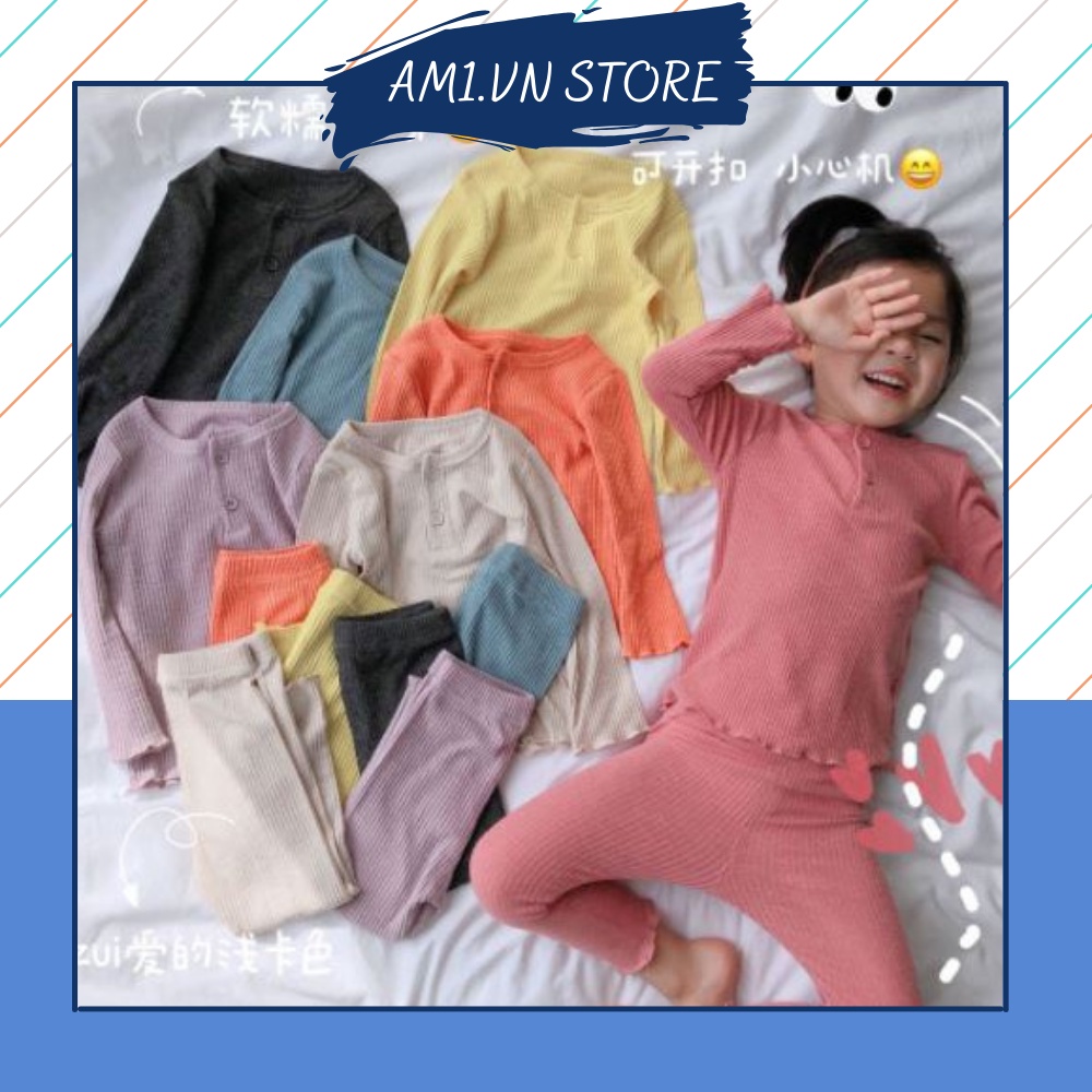 Đồ bộ cho bé dài tay AM833 - đồ bộ bé trai và đồ bộ bé gái vải thun cotton tăm TTR68