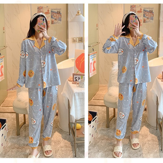 Pijama - Bộ Ngủ Nữ Áo Dài Quần Dài Nhiều Màu Họa Tiết Dễ Thương DDCP04