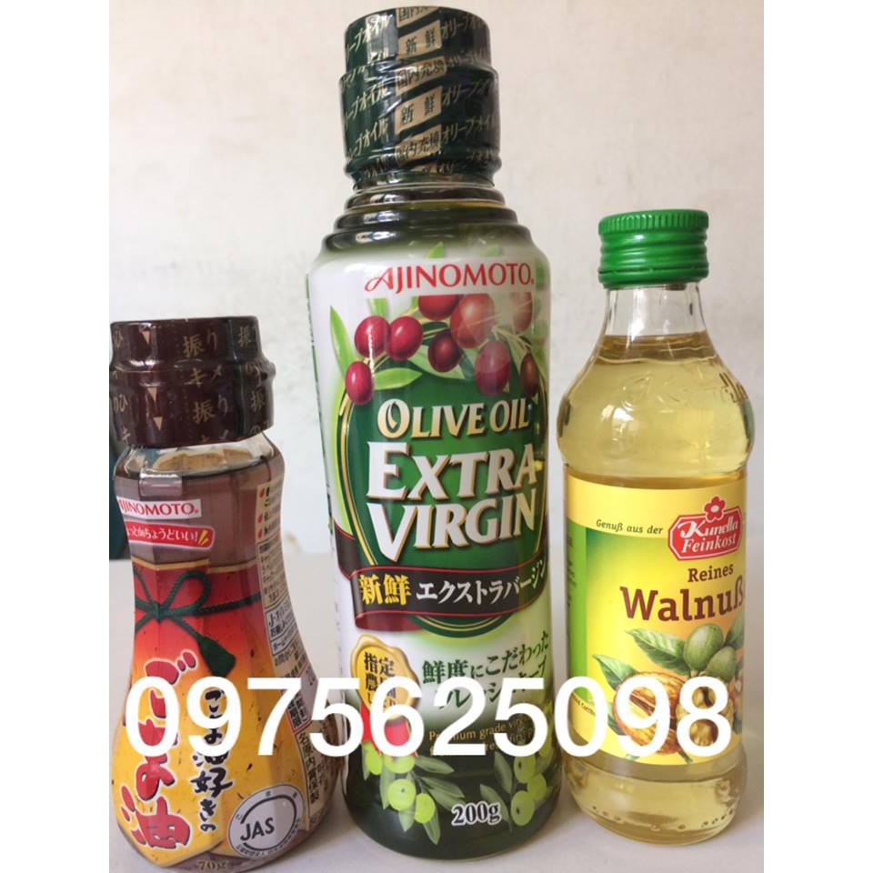 Combo 3 chai dầu cho bé ăn dặm(dầu oliu + dầu óc chó + dầu mè)