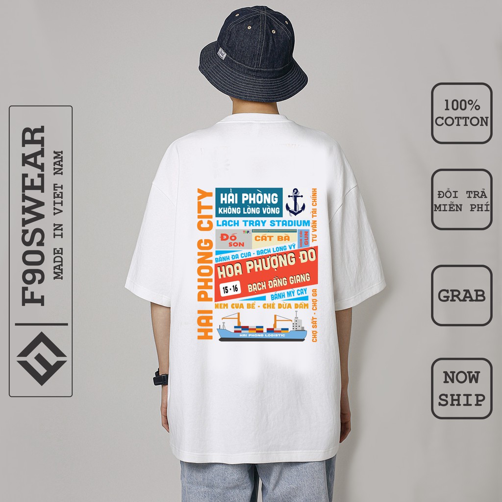 Áo thun nam nữ - áo phông nam nữ UNISEX tay lỡ dáng rộng chất 100% COTTON in hình HẢI PHÒNG