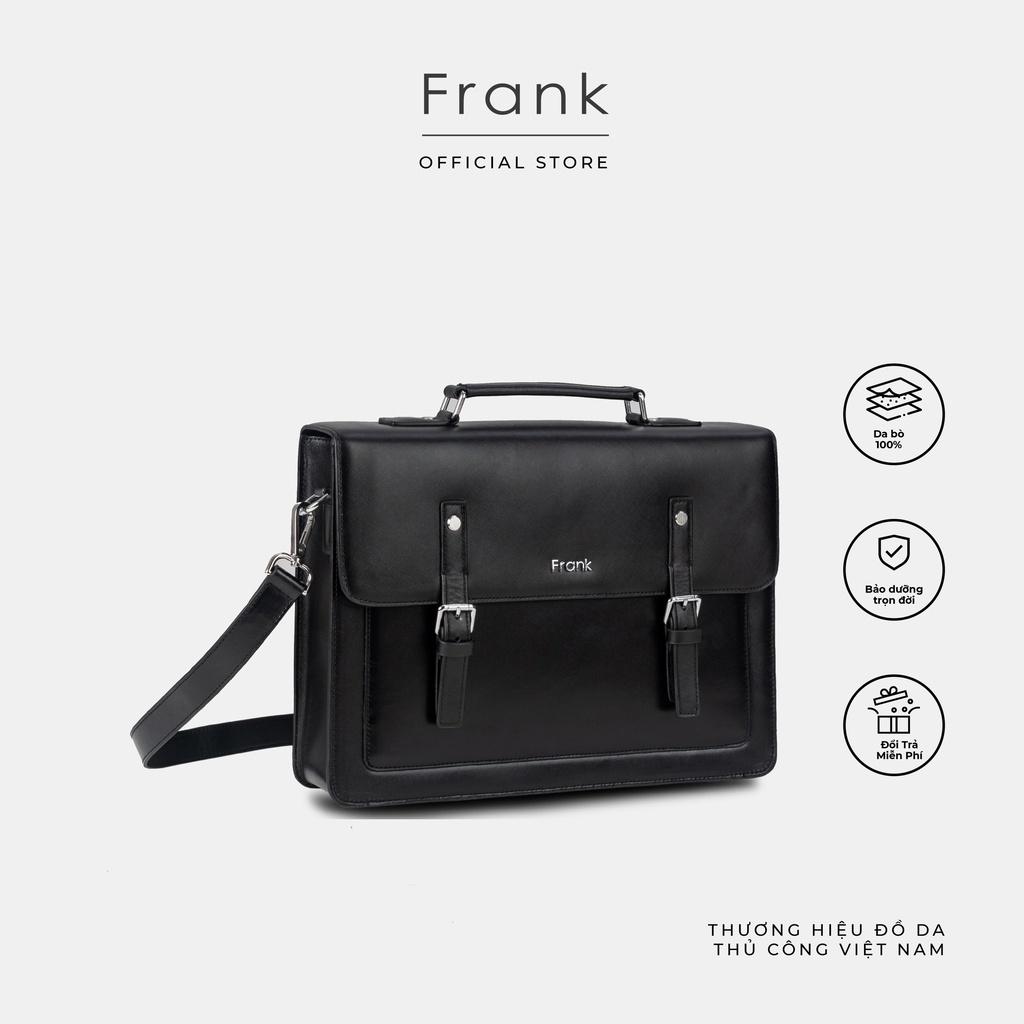 Cặp Đựng Laptop Da Bò Saffiano Cao Cấp FRANK Calvin Business Bag Túi Xách Da Công Sở Nam