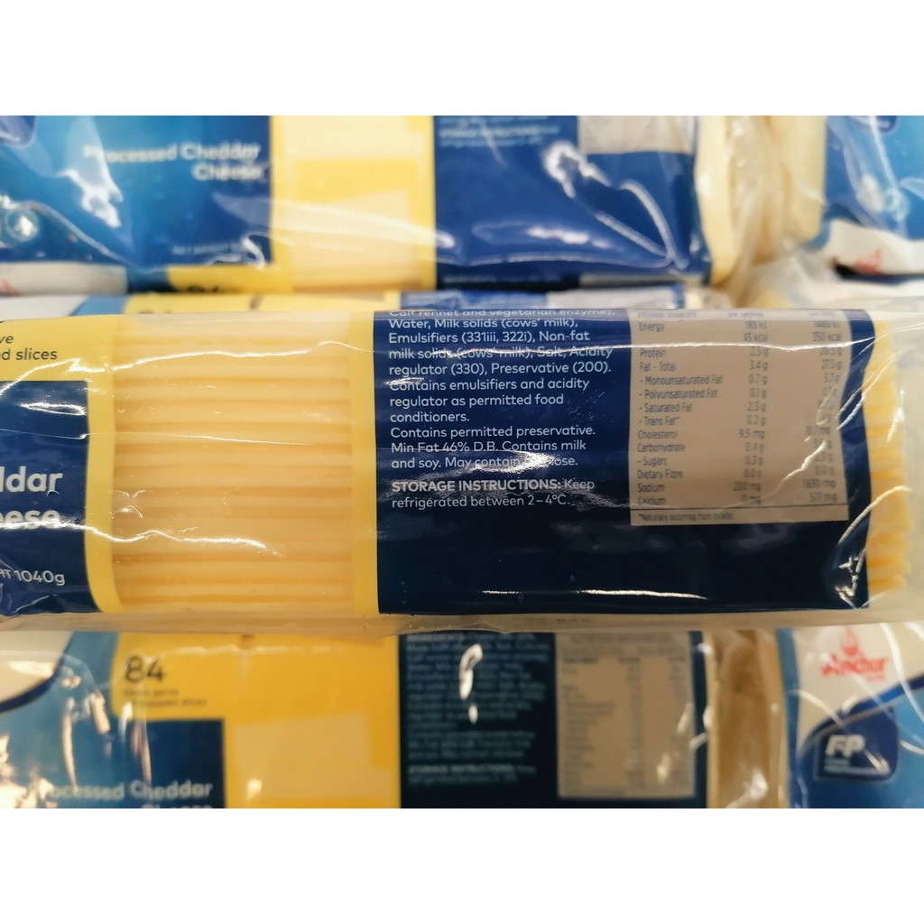 [84 lát] Phô mai [New Zealand] ANCHOR Cheddar Cheese 1040g (halal) (nw0)