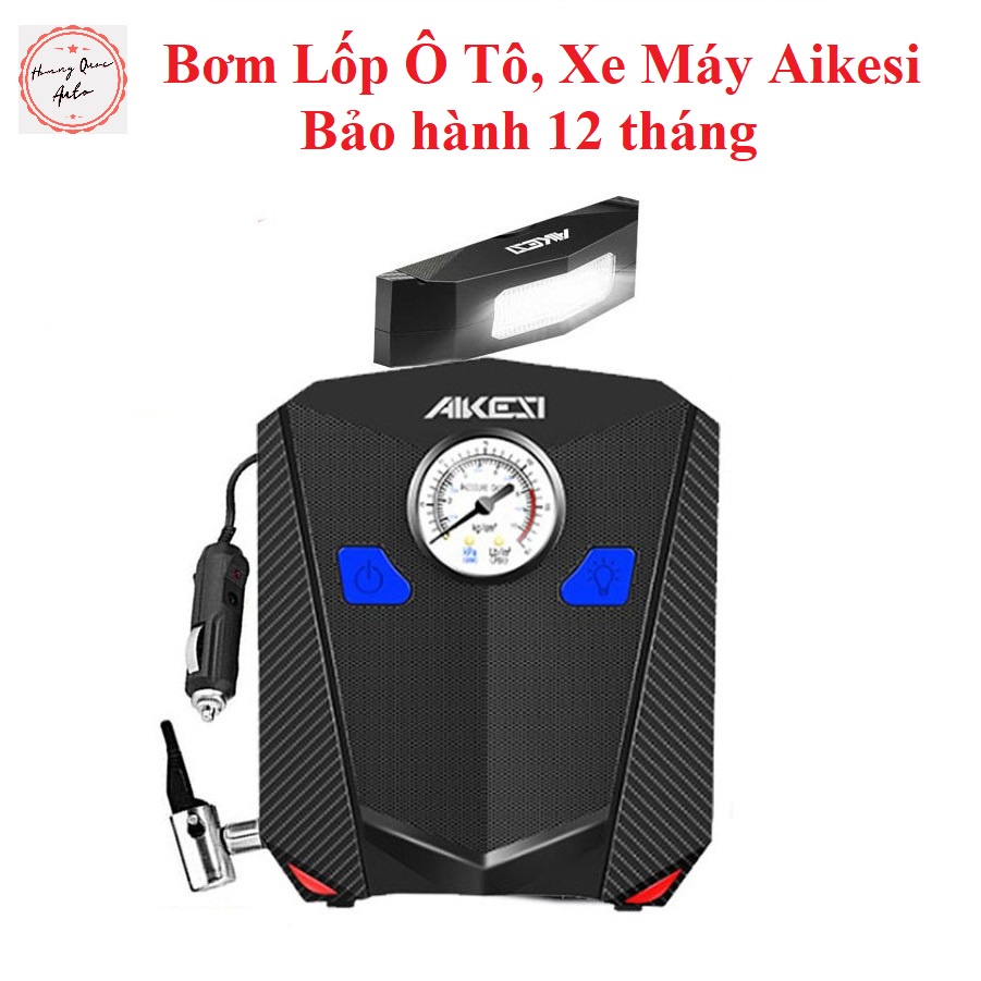 Bơm Lốp Ô Tô, Xe Máy AIKESI, Máy Bơm Hơi Mini 12V Đồng Hồ Điện Tử Tự Ngắt {Bảo Hành 12 Tháng}