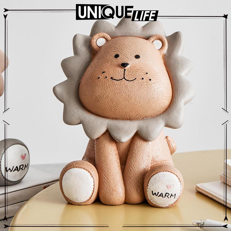 Hộp Đựng Tiền Tiết Kiệm Hình Sư Tử Trang Trí Sinh Nhật Màu Xám S 4