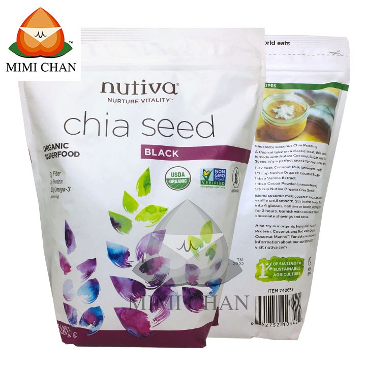Hạt Chia Nhập Khẩu Mỹ Chuẩn Nutiva Chia Seed Organic Superfood Gói 907gr Tăng Sức Đề Kháng