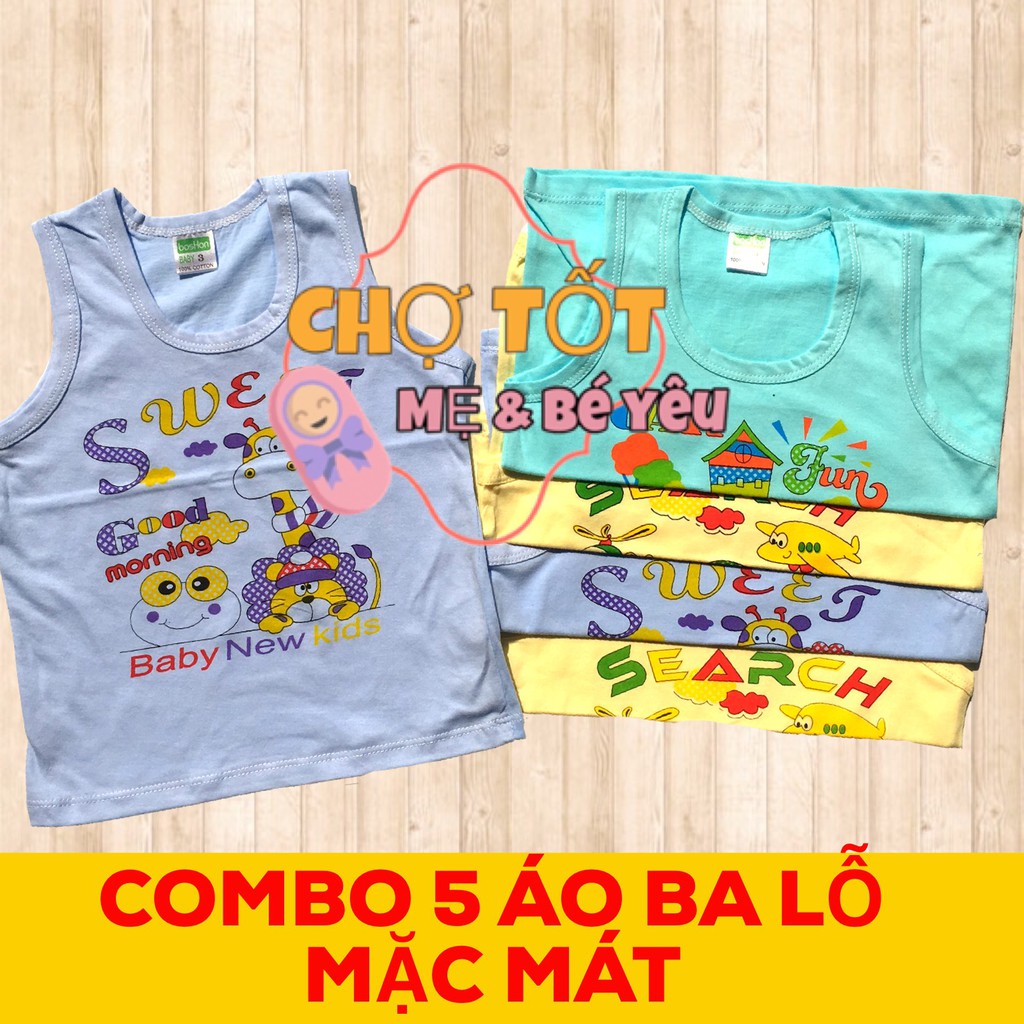 [RẺ ĐẸP] Combo 5 Bộ Ba Lỗ Mặc Mát 5-15KG