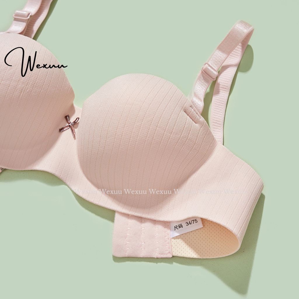 Áo cúp ngực Wexuu Design đệm kép dày vừa phối nơ sọc mút mềm thông hơi thoáng khí - AV42