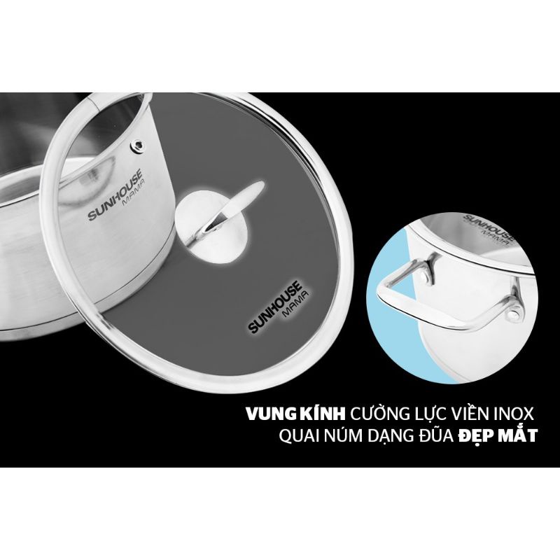 BỘ NỒI 5 ĐÁP SUNHOUSE MAMA MODE 784 ( DÙNG CHO MỌI LOẠI BẾP)