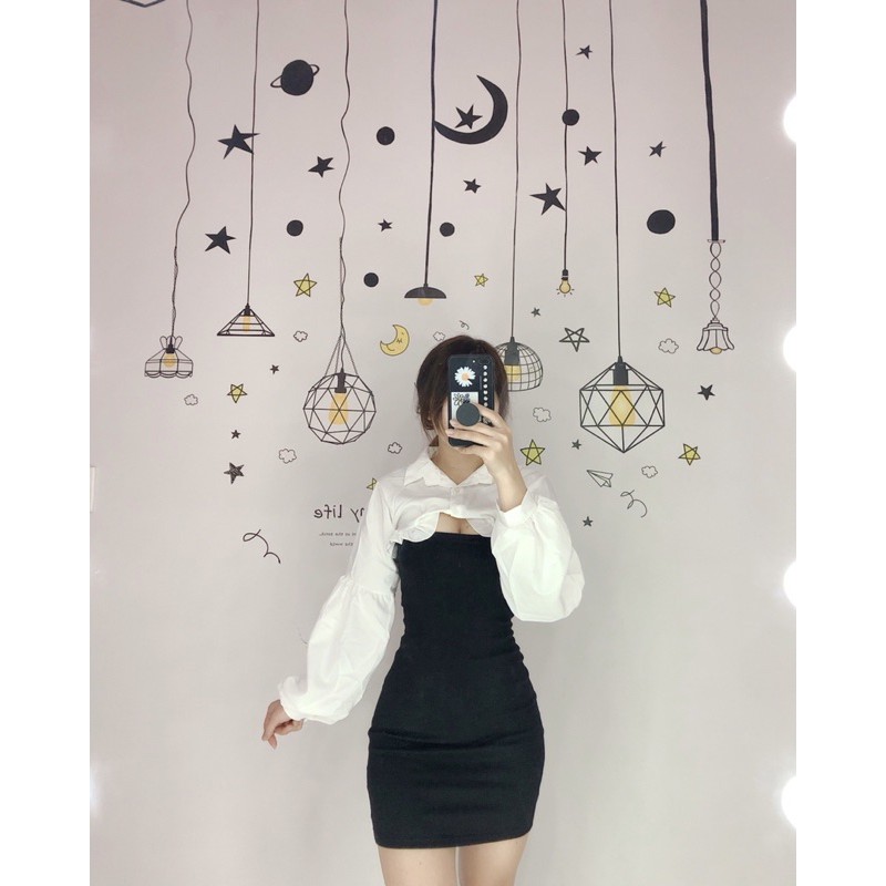 Áo sơ mi croptop khoác