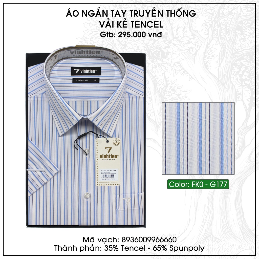 Áo Sơ Mi Ngắn Tay Sọc Caro Vĩnh Tiến Form Regular Vạt Ngang 295 - Kẻ sọc